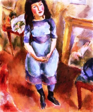 Standing Girl in Blue Dress by Jules Pascin Oil Painting