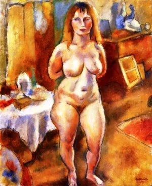 Standing Nude in the Studio by Jules Pascin Oil Painting