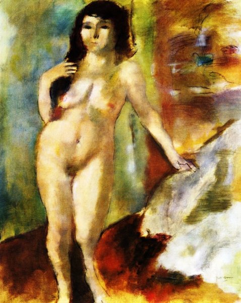 Standing Nude by Jules Pascin - Hand-Painted Oil Painting Reproduction