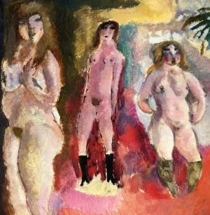 Three Nudes Oil painting by Jules Pascin
