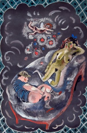 Two Figures and Cupid by Jules Pascin Oil Painting