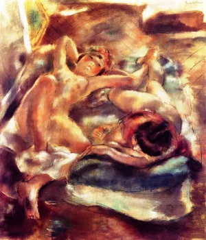 Two Reclining Nudes Oil painting by Jules Pascin