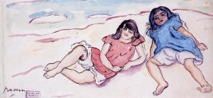 Two Small Girls Oil painting by Jules Pascin
