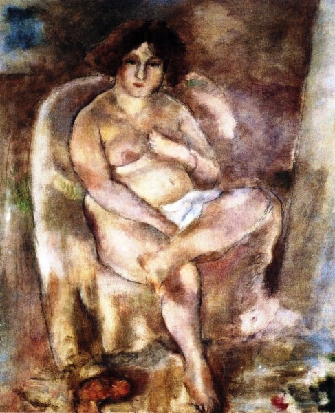 Woman Seated in an Armchair by Jules Pascin - Hand-Painted Oil Painting Reproduction