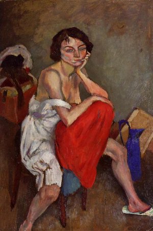 Woman Wearing White Pantaloons Oil painting by Jules Pascin