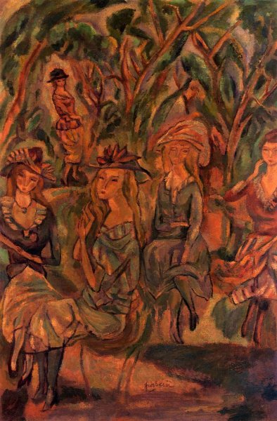 Women in the Park by Jules Pascin - Hand-Painted Oil Painting Reproduction