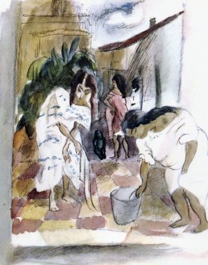 Women Washing the Floor Oil painting by Jules Pascin
