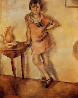 Young Girl in a Dress Oil painting by Jules Pascin