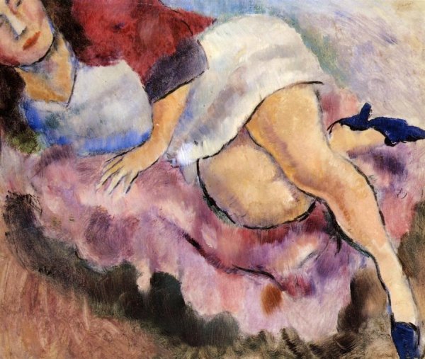 Young Girl Reclining by Jules Pascin - Hand-Painted Oil Painting Reproduction