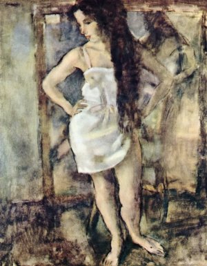 Young Girl Standing Oil painting by Jules Pascin