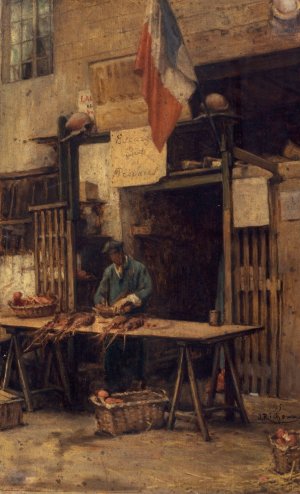 Le marchand d'ecrevisses by Jules Richomme Oil Painting