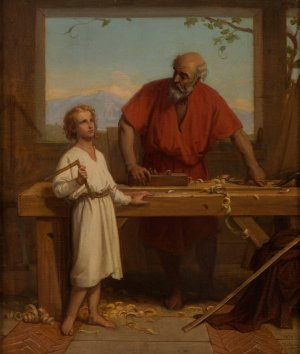 Saint Joseph et l'Enfant by Jules Richomme Oil Painting