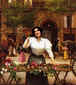 The Bouquet Stand by Jules Richomme - Oil Painting Reproduction