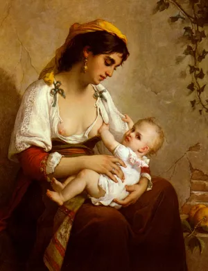 La Jeune Mere by Jules Salles Wagner - Oil Painting Reproduction