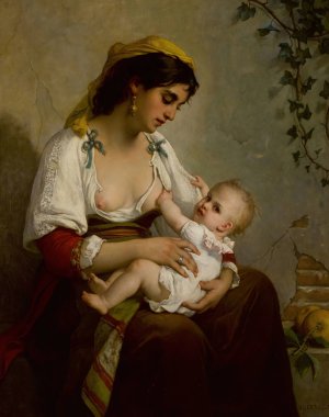 Nutrice by Jules Salles-Wagner Oil Painting
