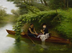 The Boating Party by Jules Scalbert Oil Painting