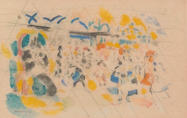 A View of Scheveningen by Jules Schmalzigaug - Hand-Painted Oil Painting Reproduction