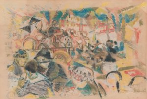 Cafe-chantant by Jules Schmalzigaug Oil Painting