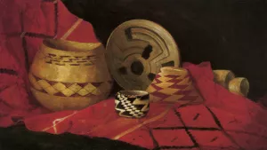 Indian Baskets on a Blanket Oil painting by Jules Tavernier