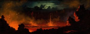 Volcanic Landscape by Jules Tavernier Oil Painting