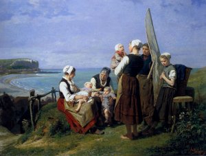 Saturday Afternoon on the Coast of Normandy by Jules Trayer Oil Painting