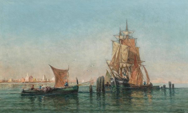 Main Product Photo of Venice, Trading Vessels in the Lagoon Painting by Jules Vernier