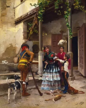 After The Hunt by Jules Worms Oil Painting