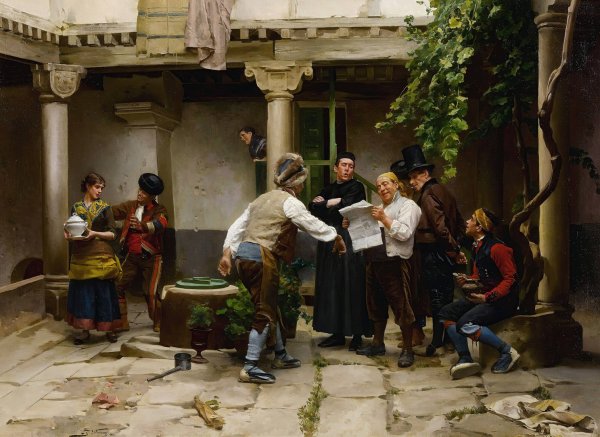 Main Product Photo of Breaking The News Painting by Jules Worms