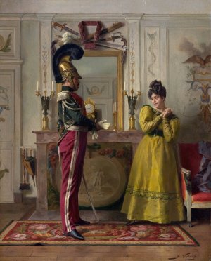 Departure For The Review by Jules Worms Oil Painting
