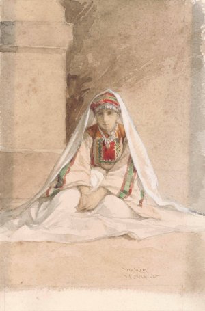 Girl from Jerusalem in Oriental Costume by Juliaan De Vriendt Oil Painting