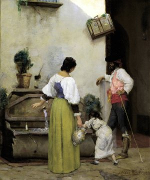 At the Water Trough by Julian Alden Weir Oil Painting