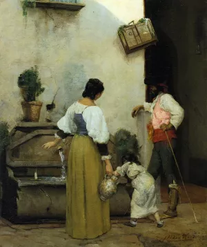 At the Water Trough Oil painting by Julian Alden Weir