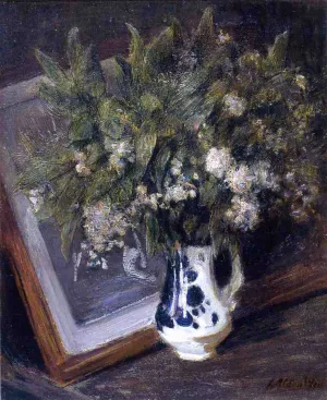Flowers in a Delft Jug by Julian Alden Weir - Oil Painting Reproduction