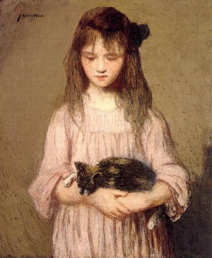 Little Lizie Lynch also known as Portrait of a Young Girl by Julian Alden Weir Oil Painting