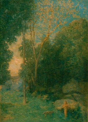Pan and the Wolf by Julian Alden Weir Oil Painting