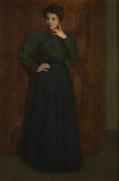 The Green Dress  by Julian Alden Weir - Hand-Painted Oil Painting Reproduction