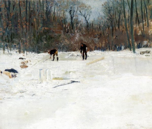 The Ice Cutters by Julian Alden Weir - Hand-Painted Oil Painting Reproduction
