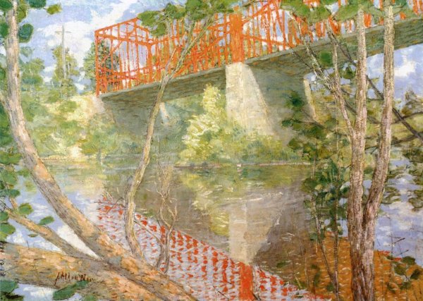 Main Product Photo of The Red Bridge Painting by Julian Alden Weir