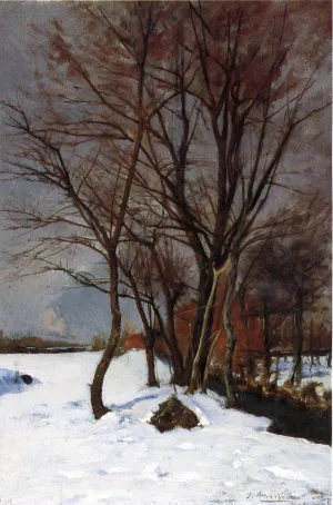 Winter Landscape with Stream by Julian Alden Weir - Oil Painting Reproduction