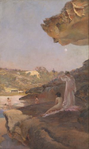 Tamarama Beach, forty years ago, a summer morning Oil painting by Julian Ashton