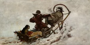 Dogs at a Hunt by Julian Falat Oil Painting