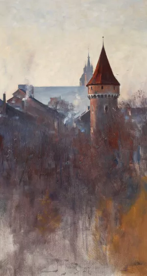 Krakow in the morning by Julian Falat Oil Painting