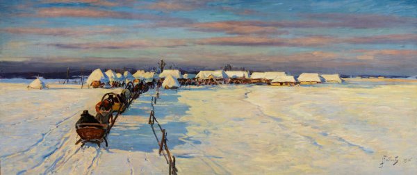 Road to the village  by Julian Falat - Hand-Painted Oil Painting Reproduction