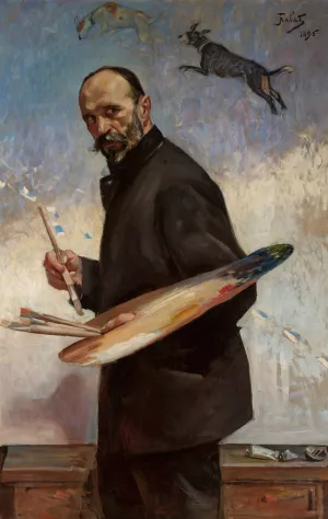 Self-portrait by Julian Falat Oil Painting