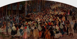 Sermon at the Church Fair at Kalwaria by Julian Falat Oil Painting