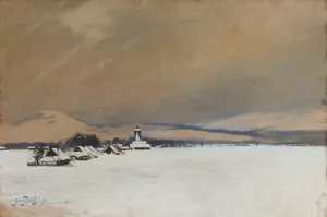 Winter landscape from zywiec by Julian Falat Oil Painting