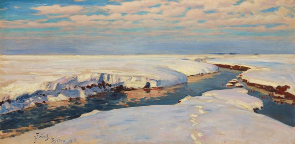 Winter Landscape  by Julian Falat - Hand-Painted Oil Painting Reproduction
