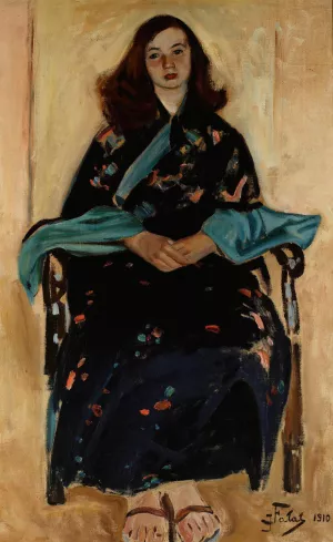 Woman in kimono by Julian Falat Oil Painting