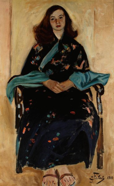 Woman in kimono  by Julian Falat - Hand-Painted Oil Painting Reproduction