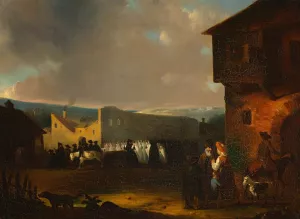 Jewish funeral in Vilnius in 1824 by Julian Karczewski Oil Painting